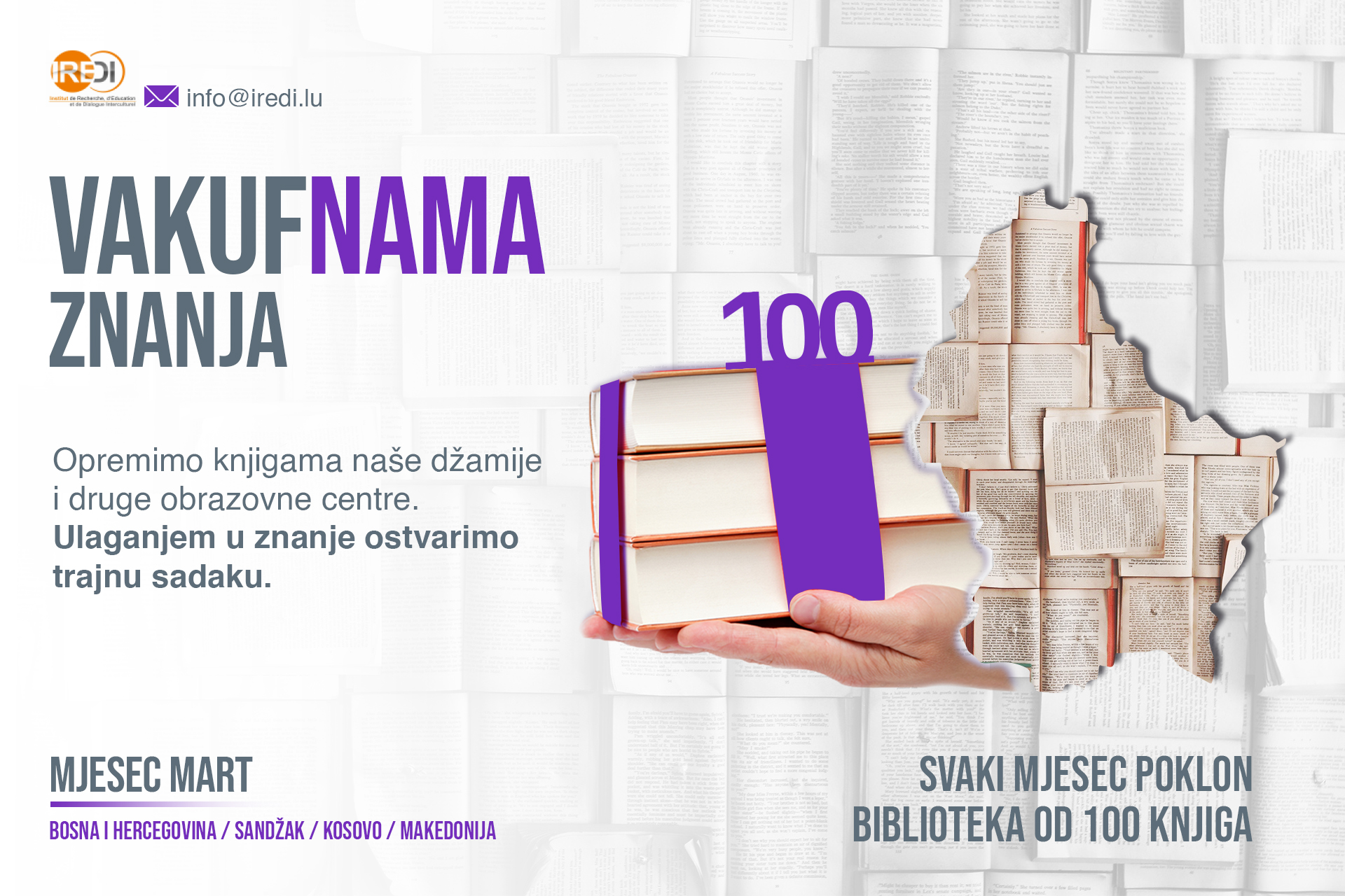 “VAKUF’NAMA ZNANJA” na Kosovu: Dobitnik 100-knjižne februarske biblioteke – O.Š. “Džemail Kada” iz Peći